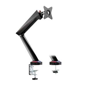   Single Monitor Arm with Spring Support for Professional Use with Gaming Monitors, featuring USB 3 Ports and RGB Lighting    