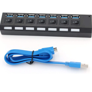   dauyavv USB Hub 3.0, 7-Port USB Data Hub Splitter with One Smart Charging Port and Individual On/Off Switches USB Extension for MacBook, Mac Pro/Mini and More.    