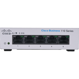   محول إيثرنت Cisco CBS110-5T-D 110 Series غير مُدار بخمسة منافذ GE    