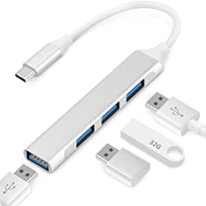   Teryeefi USB C to USB 3.0 Hub, USB Type C to USB Adapter Hub with USB 3.0 4 Ports, Thunderbolt 3 to Multiport USB 3.0 Hub for New MacBook Pro/Air iPad Pro and Other Laptop with Typec Port, Si    