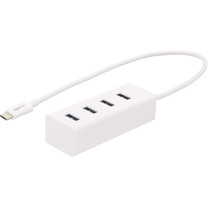   USB 3.1 Type-C to 4 Port USB Adapter Hub - White    