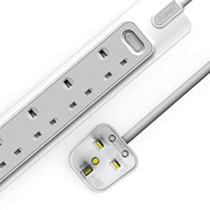   Rafeed Power Strip Surge Protection Lead 3250W, 3 Meter Extension Cord, 4 Sockets, 3 USB Charging Ports, Over Current Protection13A    